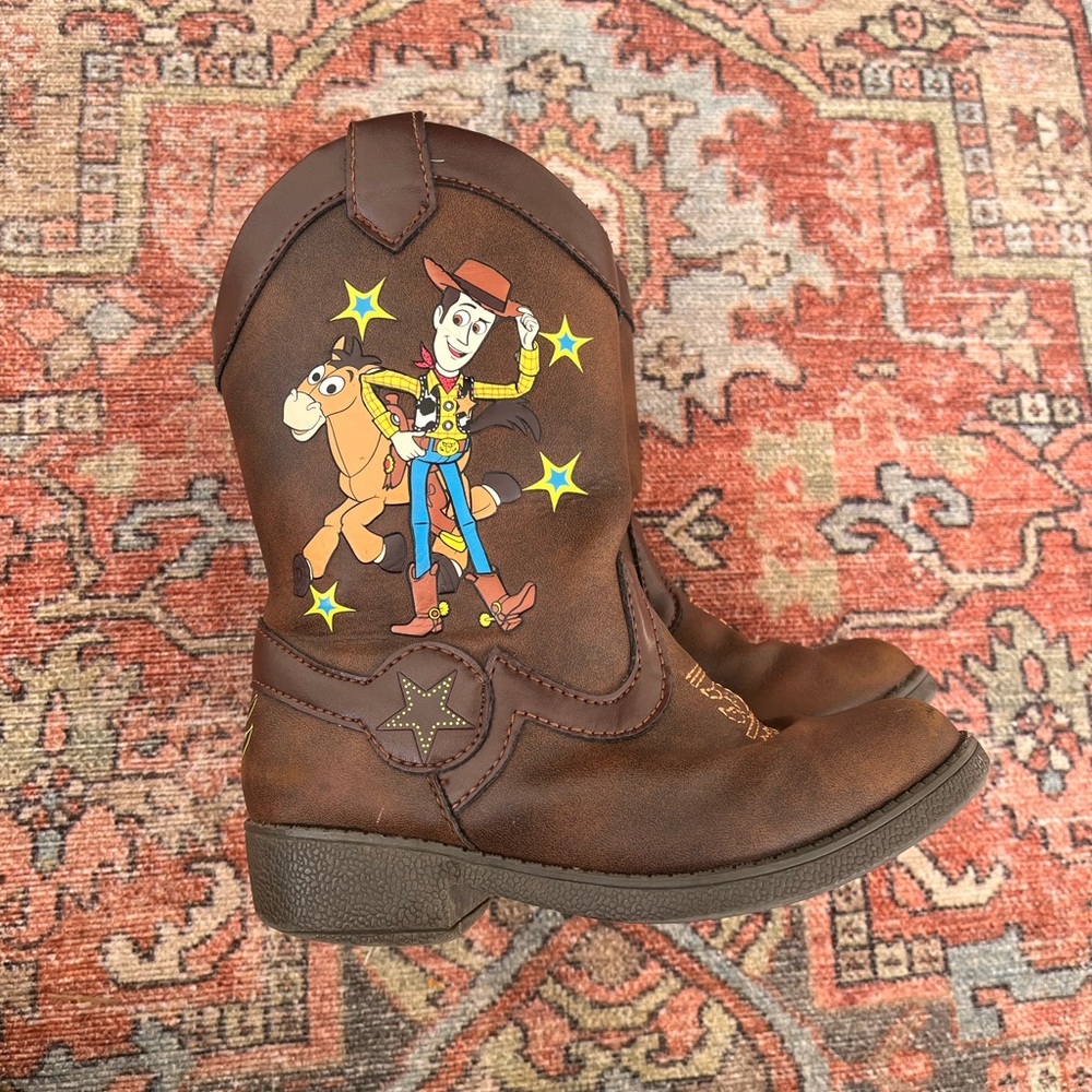 Brown Cowboy Boots with Cartoon Design